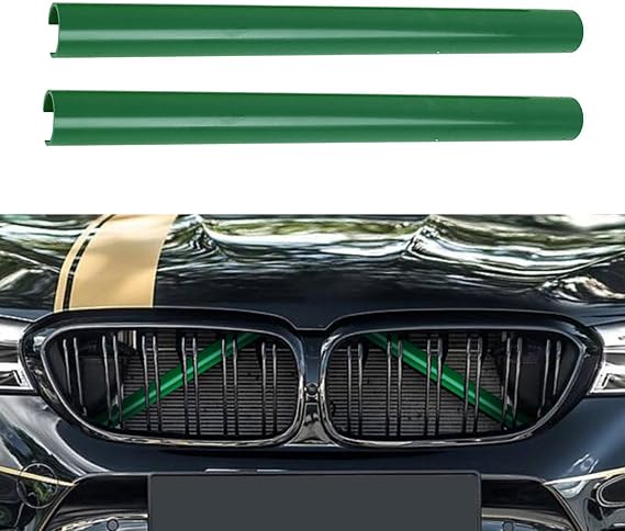 2PCS Grille Insert Trims Stripe,Front Grille Trim Stripes Cover Brace Covers Guard Accessories Compatible with V Brace Covers for BMW 1 2 3 4 Series F30 (Green)