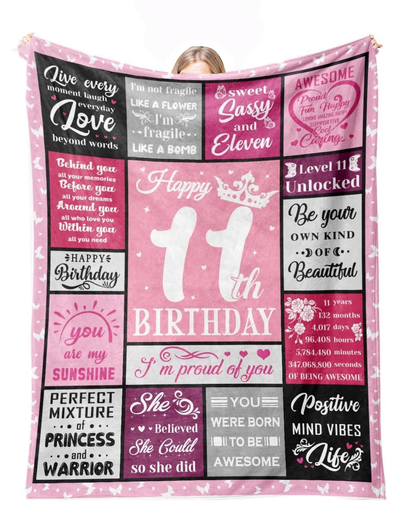 Cadeau d'anniversaire pour filles de 11 ans doux plaid d'amour pour petite-fille