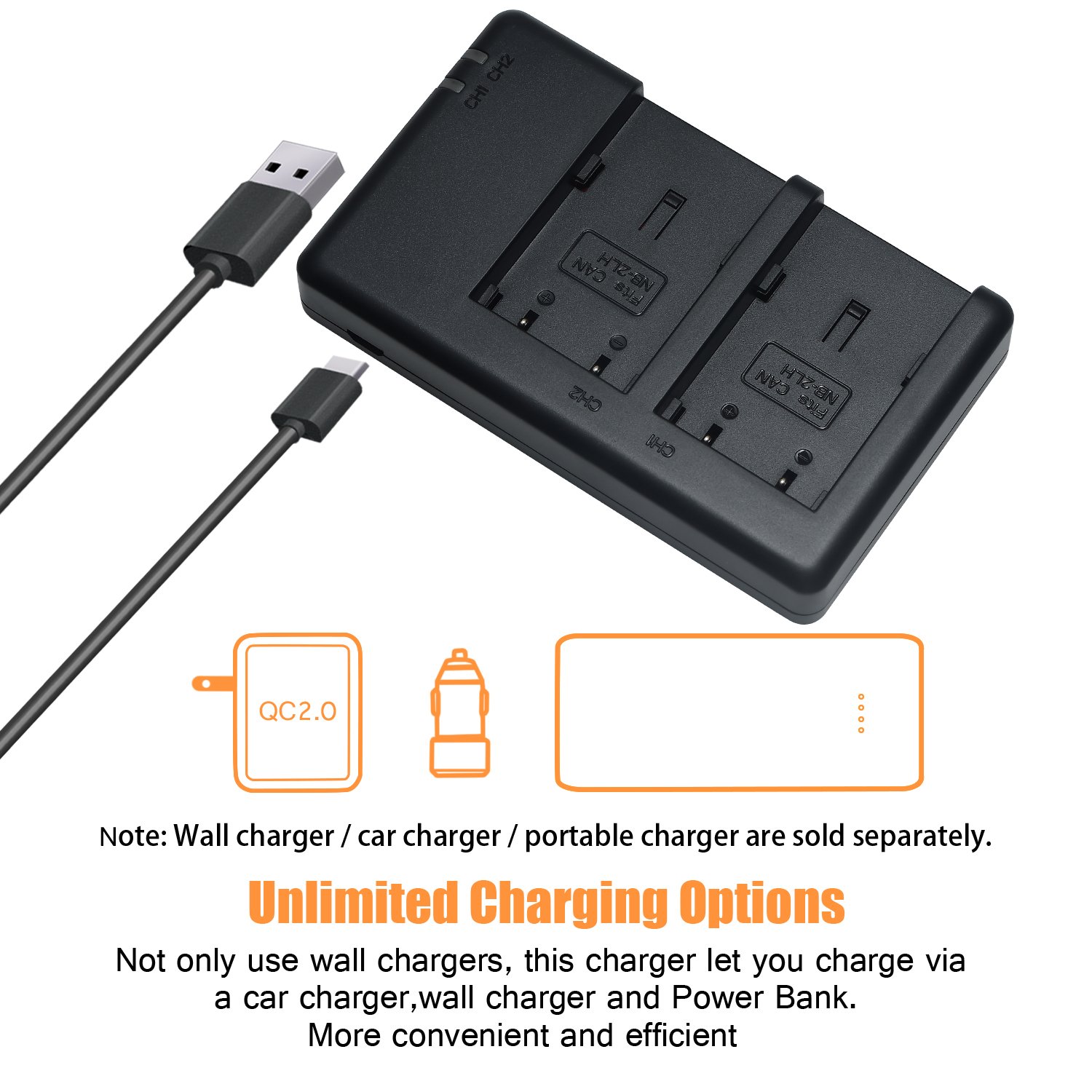 Chargeur Double USB DSTE Pour Batterie Canon NB-10L - Compatible PowerShot G15 G16 G3X SX50 SX60