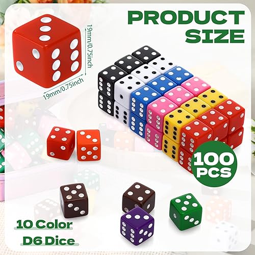 Miniatura 23 de 36 piezas de 0.748 in juego de dados de fiesta temática de casino acrílico grandes D6 opacos a granel para juegos de mesa, suministros de fiesta