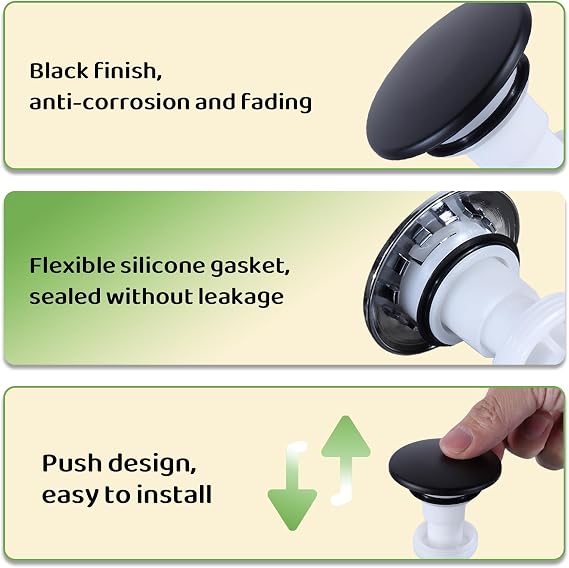 Compatible with Pfister, 972-098J, Push-fit Seal Replacement Plug (Black)