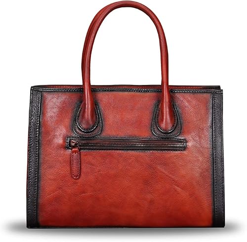 Miniatura 3 de Monederos y bolsos de cuero genuino para mujer, bolso de mano vintage de cuero real, bolso de hombro con asa superior