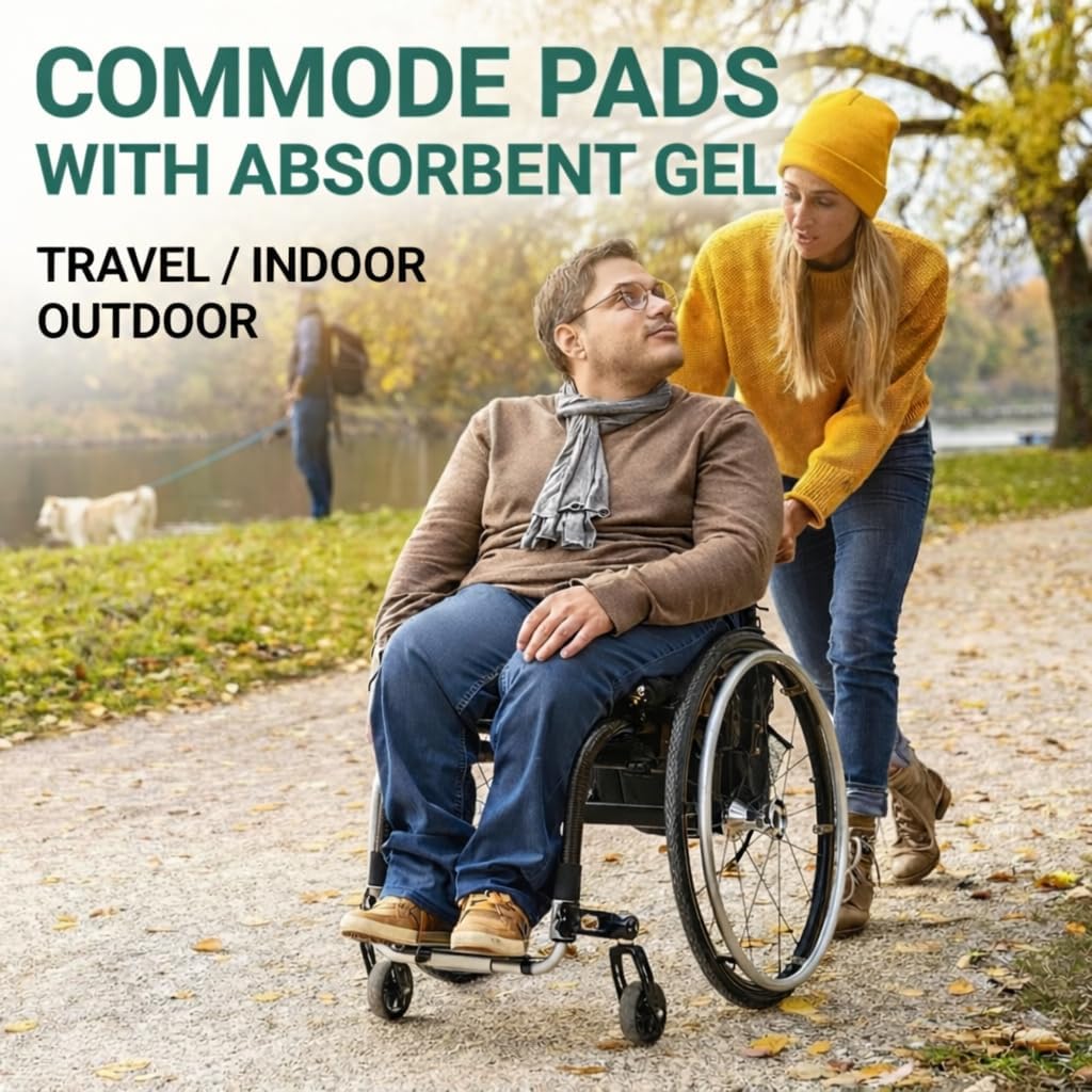 Bedside Absorbent Commode Pads with Absorbent Gel – 100 Commode Pads Only | For Standard Bedside Commode Liners and Potty Chairs