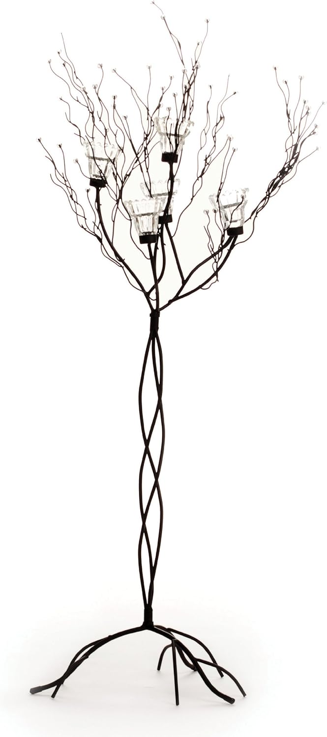 Koyal Metal Candle Tree with 5 Glass Votive Holders, 36