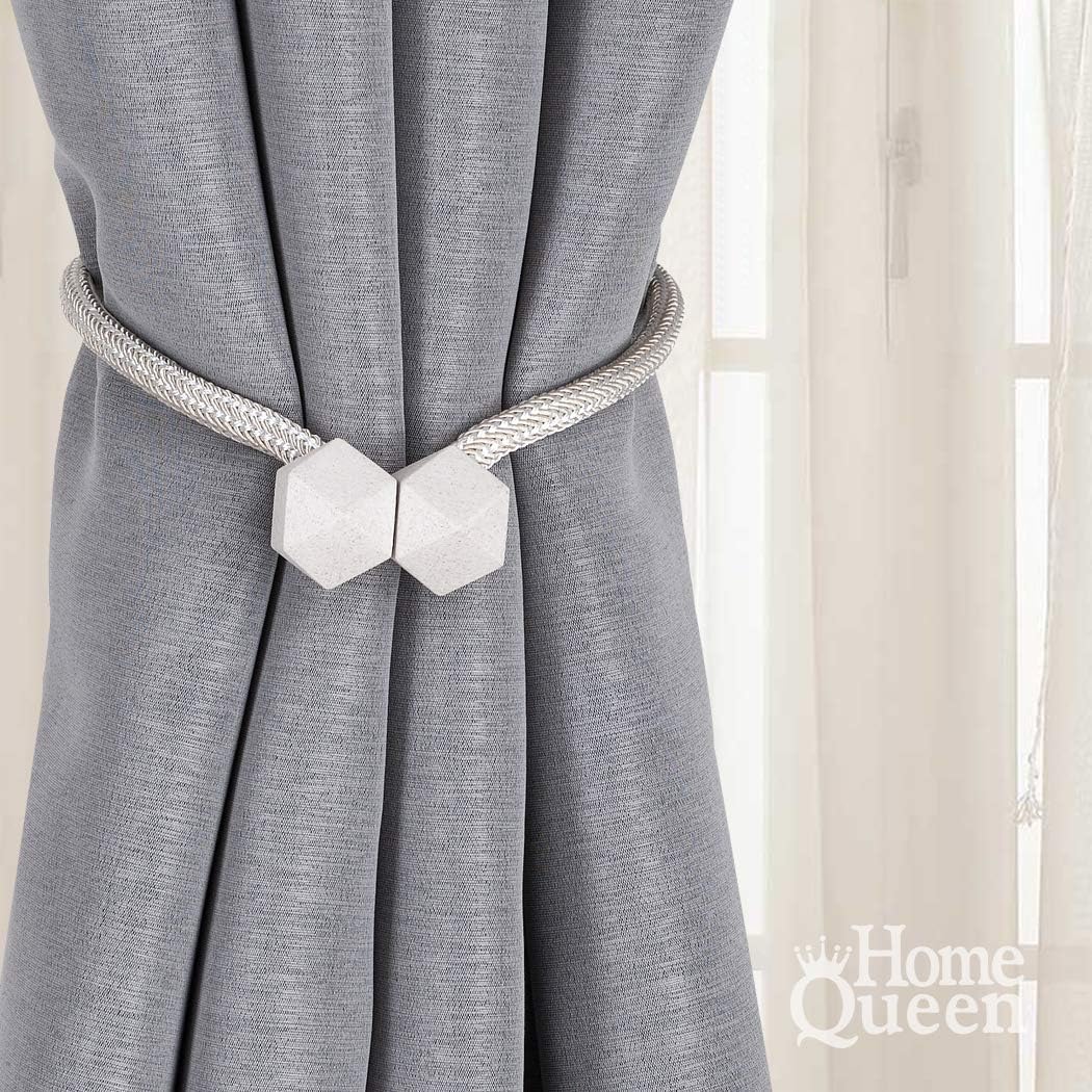 Home Queen Magnetic Curtain Tiebacks, Decorative Drape Tie Backs Holdback Holder for Window Draperies, 4 Pack, Ivory White