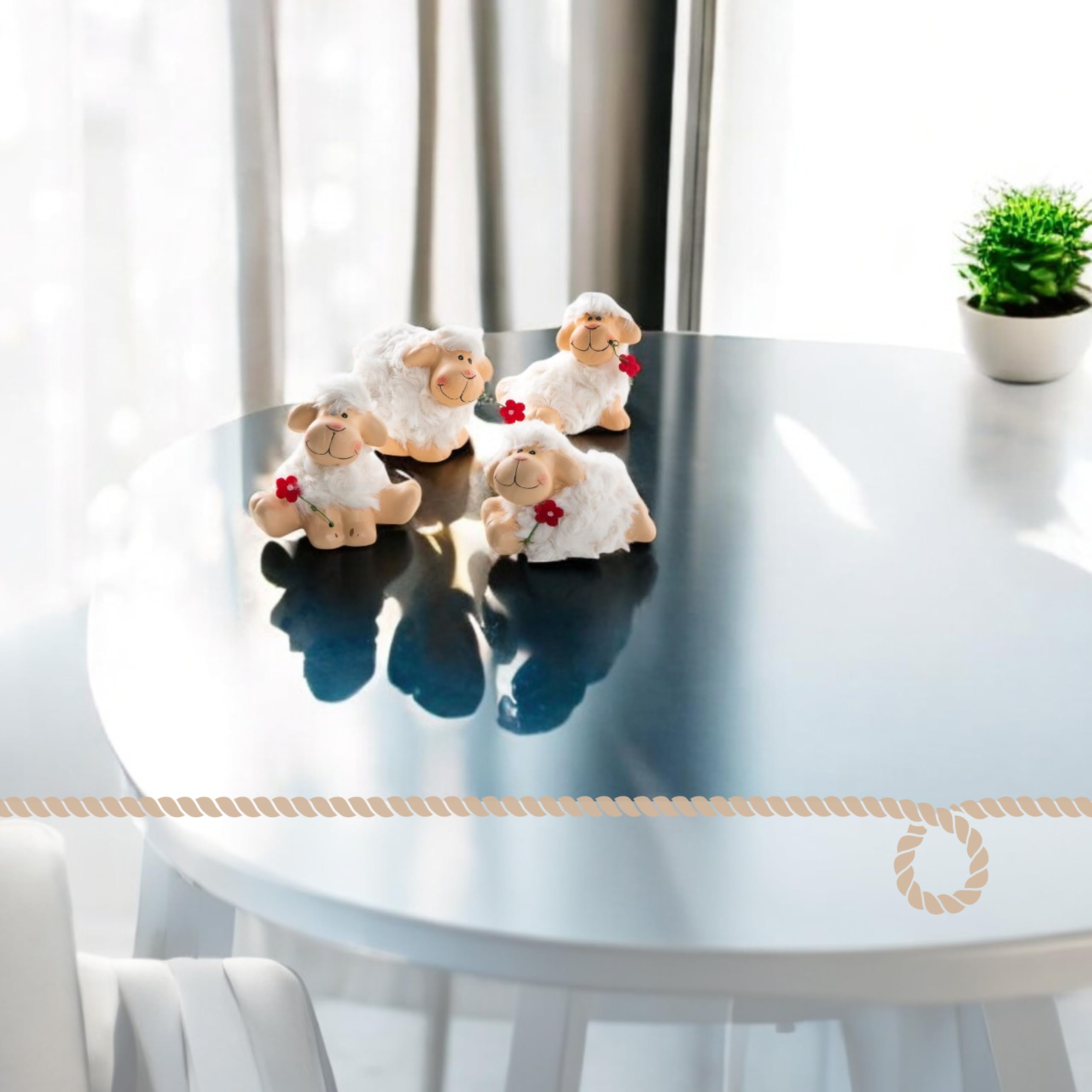 Logbuch-Verlag 6 paashangers schapen grijs beige wit schaapjes van pluche en hout Pasen decoratie om op te hangen 7 cm