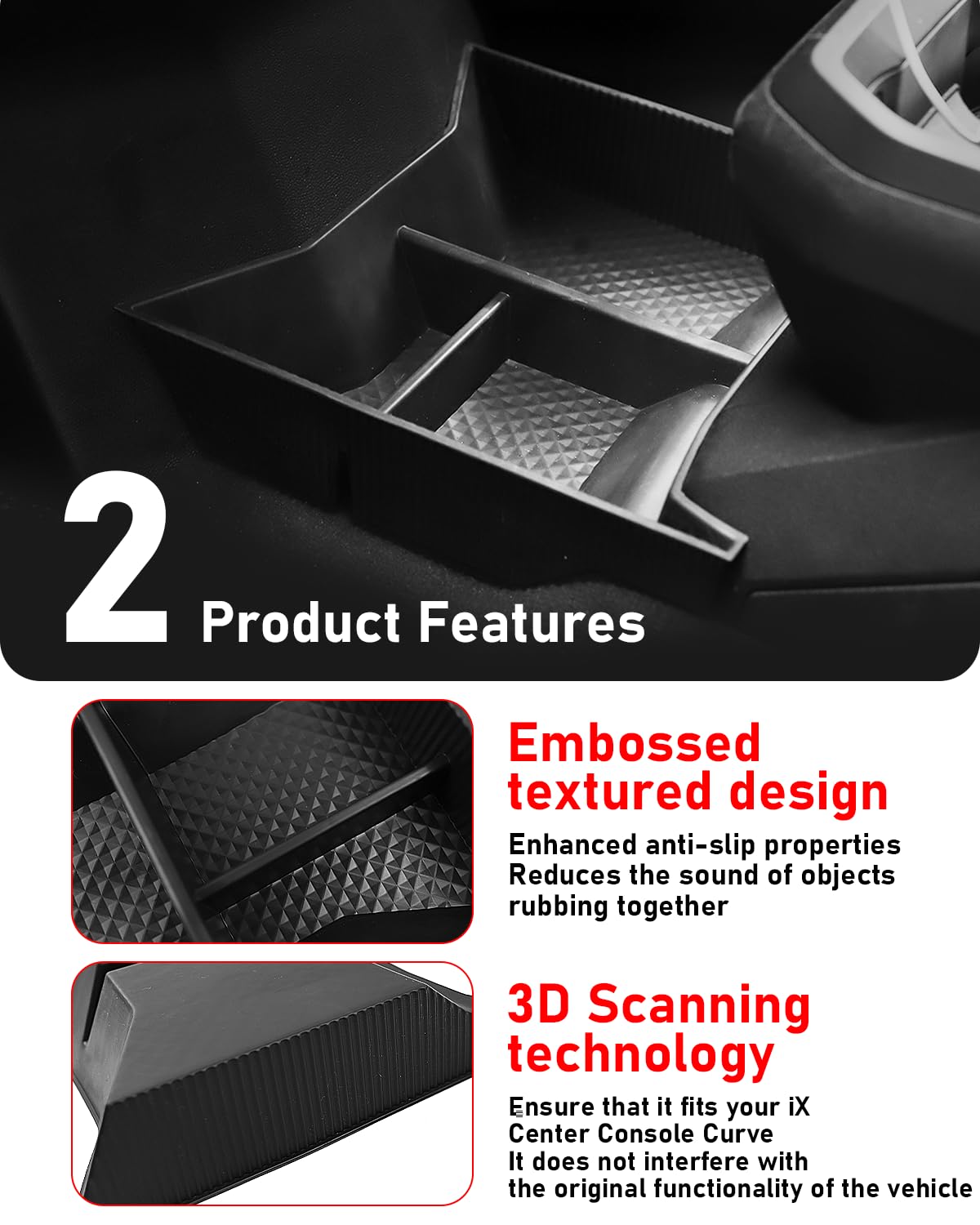 GAFAT Compatibel met BMW iX EV 2022-2024 2025 opbergdoos voor middenconsole, iX 2024, organizer onderaan de middenconsole, zacht rubber TPE, iX accessoires
