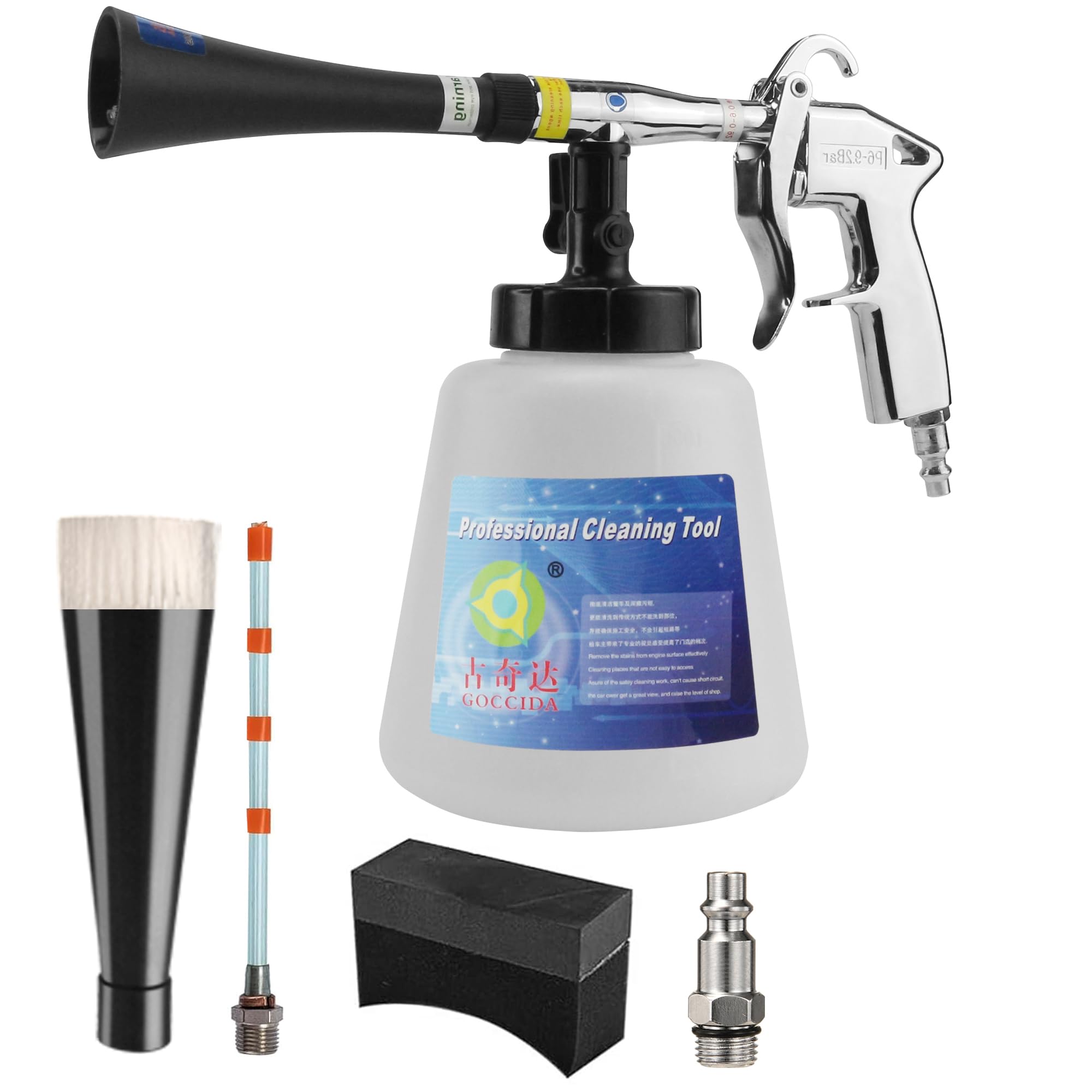 3 Car Cleaning Kit, Car Detailing Kit Cleaning Works with Air Compressor (Sponge Cloth + Brush Tips +Replacement Hose) 3 Parts Car Cleaning kit