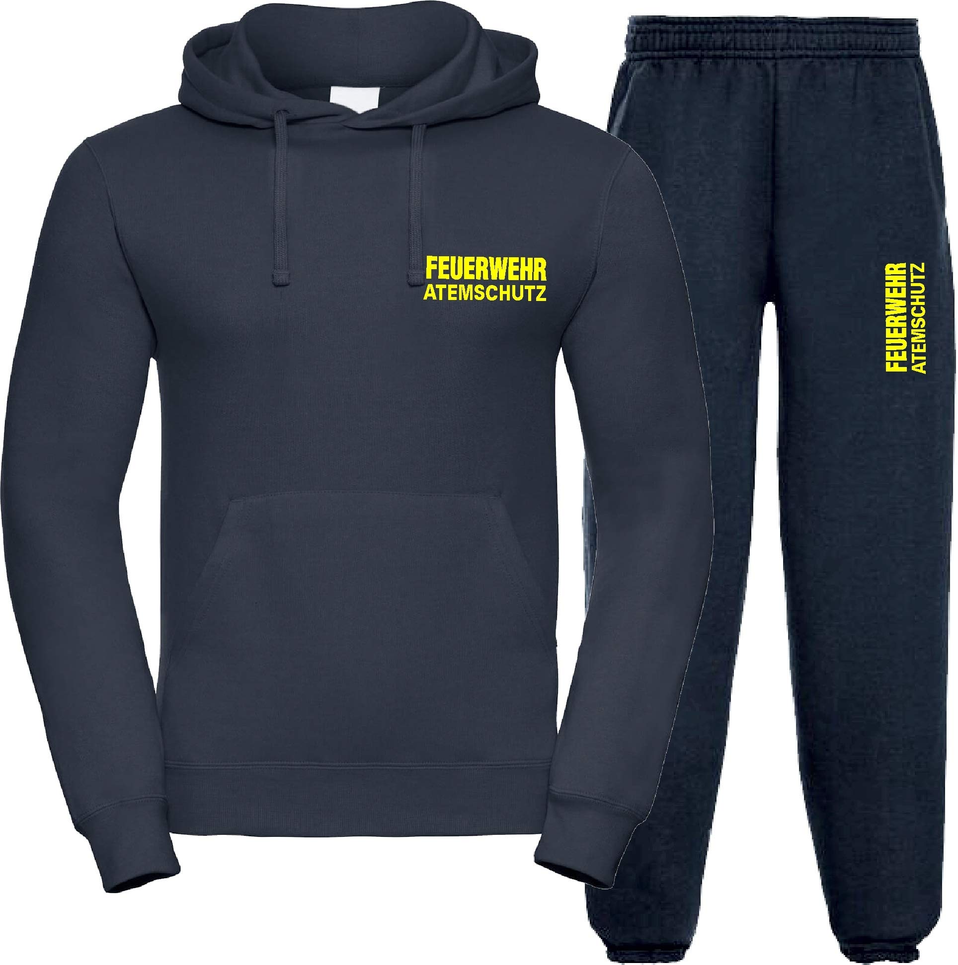 Kapuzen-Jogginganzug Navy, Feuerwehr ATEMSCHUTZ Neongelb