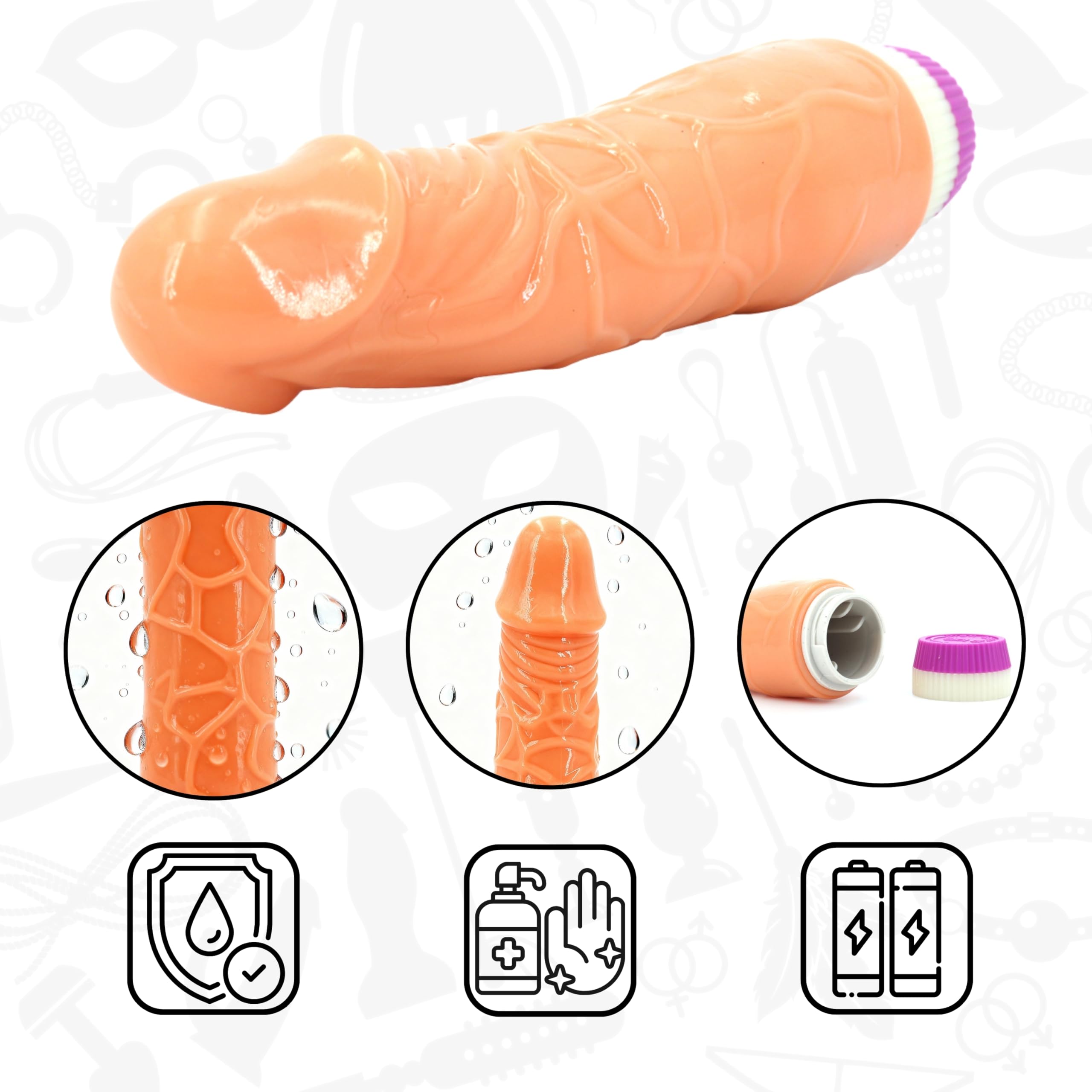 Sex Toys Vibratore per Donna vibratoreper grandi 19cm ⌀4.3cm ABS TPR Dildo Realistico per Donna Regolazione delle Vibrazioni vibratori Impermeabile sex toy FOPS D10-2