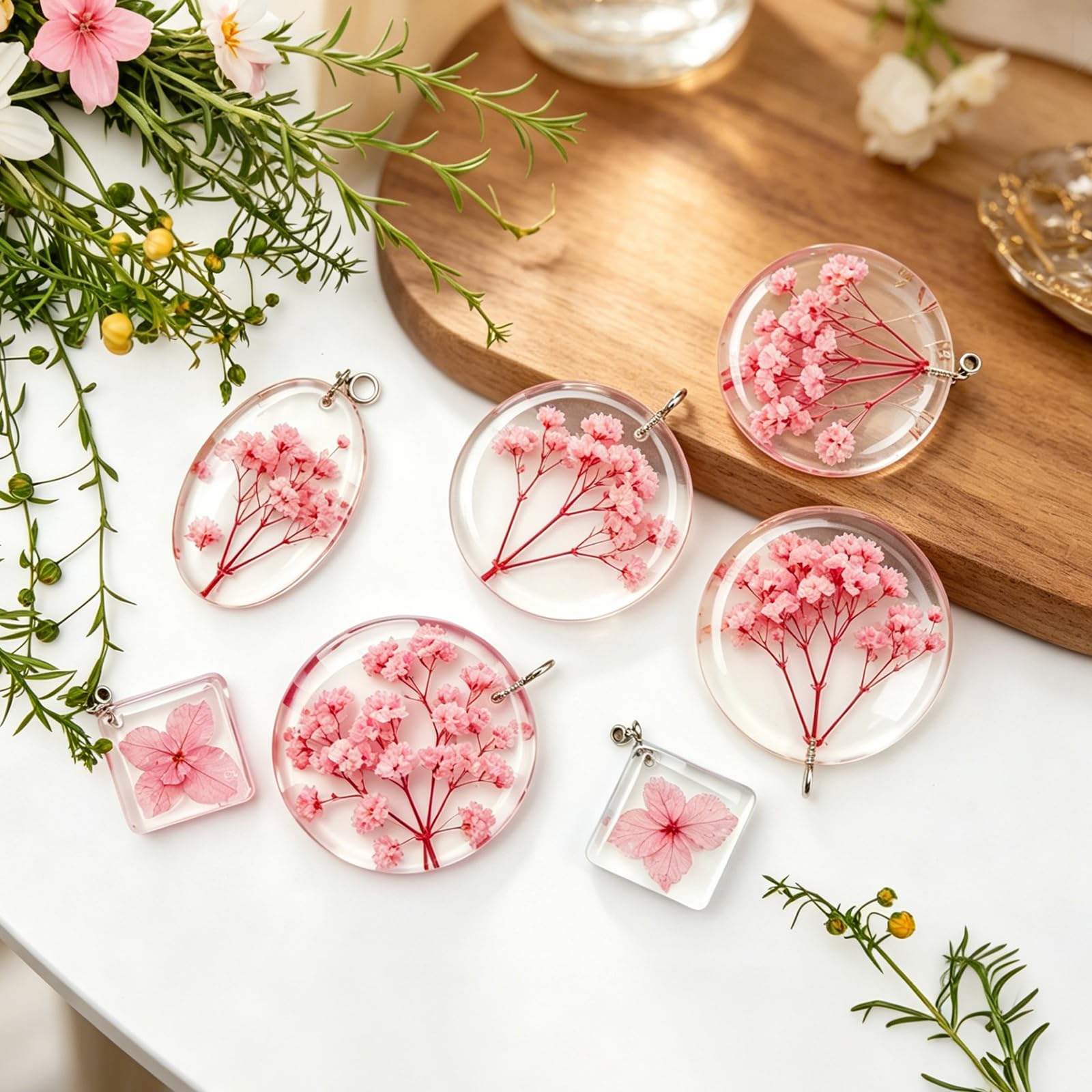 Schleierkraut Getrocknet, 50 Stück Trockenblumen zum Basteln Schleierkraut Klein Getrocknete Blumen Getrocknete Blüten für DIY Fotorahmen, Lesezeichen, Grußkarten (Rosa)