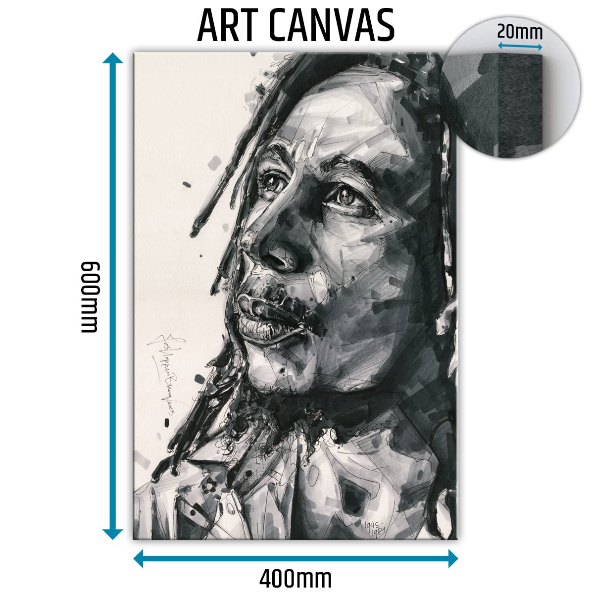 Stampa artistica su tela Bob Marley (40x60cm)