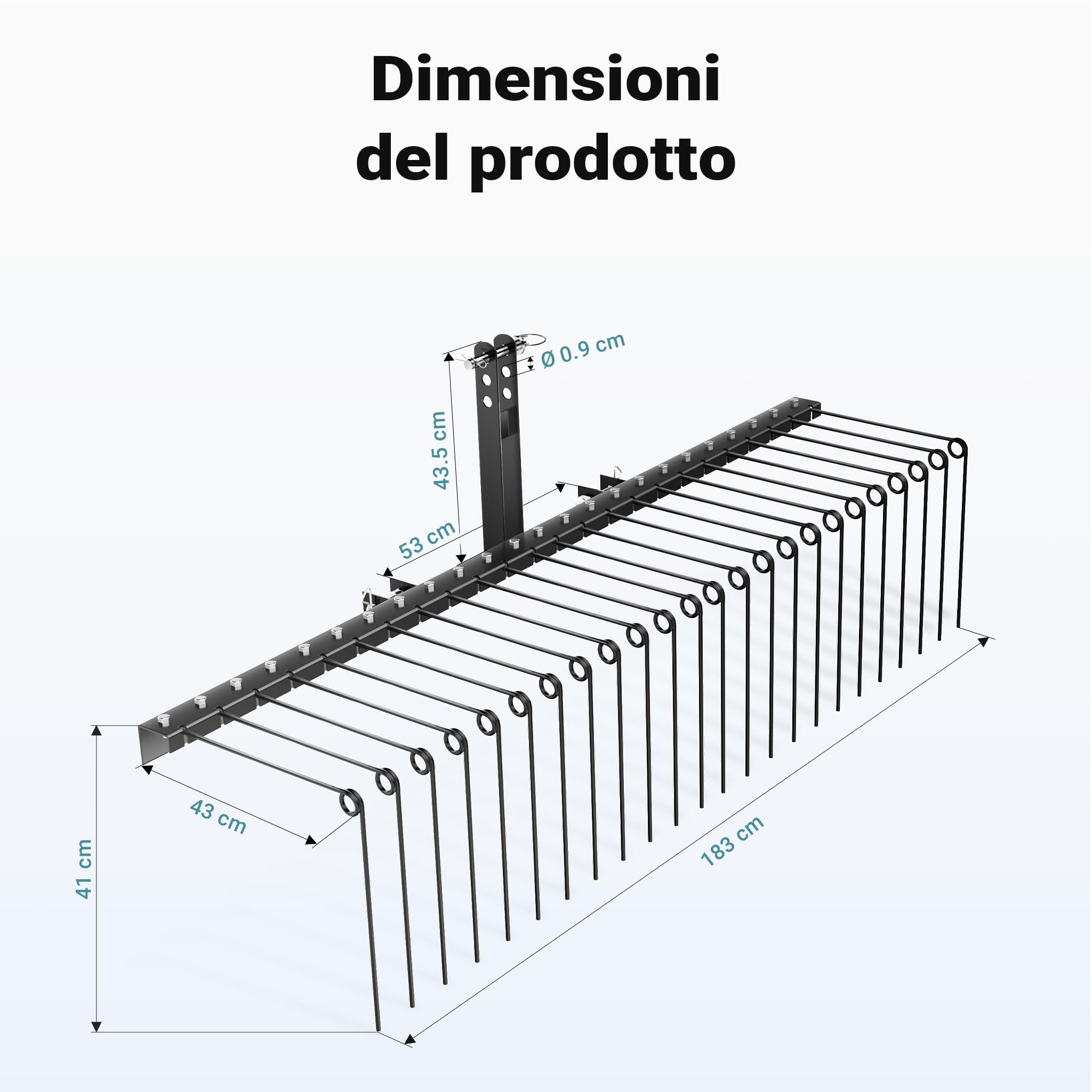 Wiltec Strigliatore a molle trainato per prato 72" 183X76X48 cm Arieggiatore per trattorini Quad