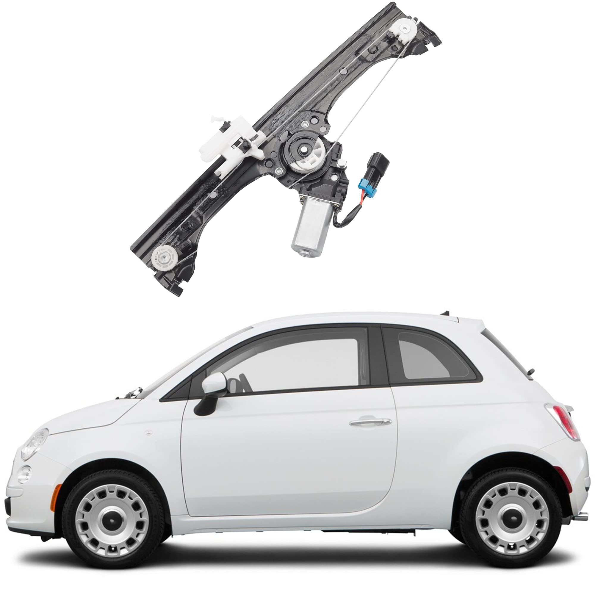 Dasbecan Front Left Driver Side Window Regulator Assembly w/Motor Compatible with Fiat 500 2012-2019 1.4L Replaces 751-648 68070267AD 68070267AE 68070267AC