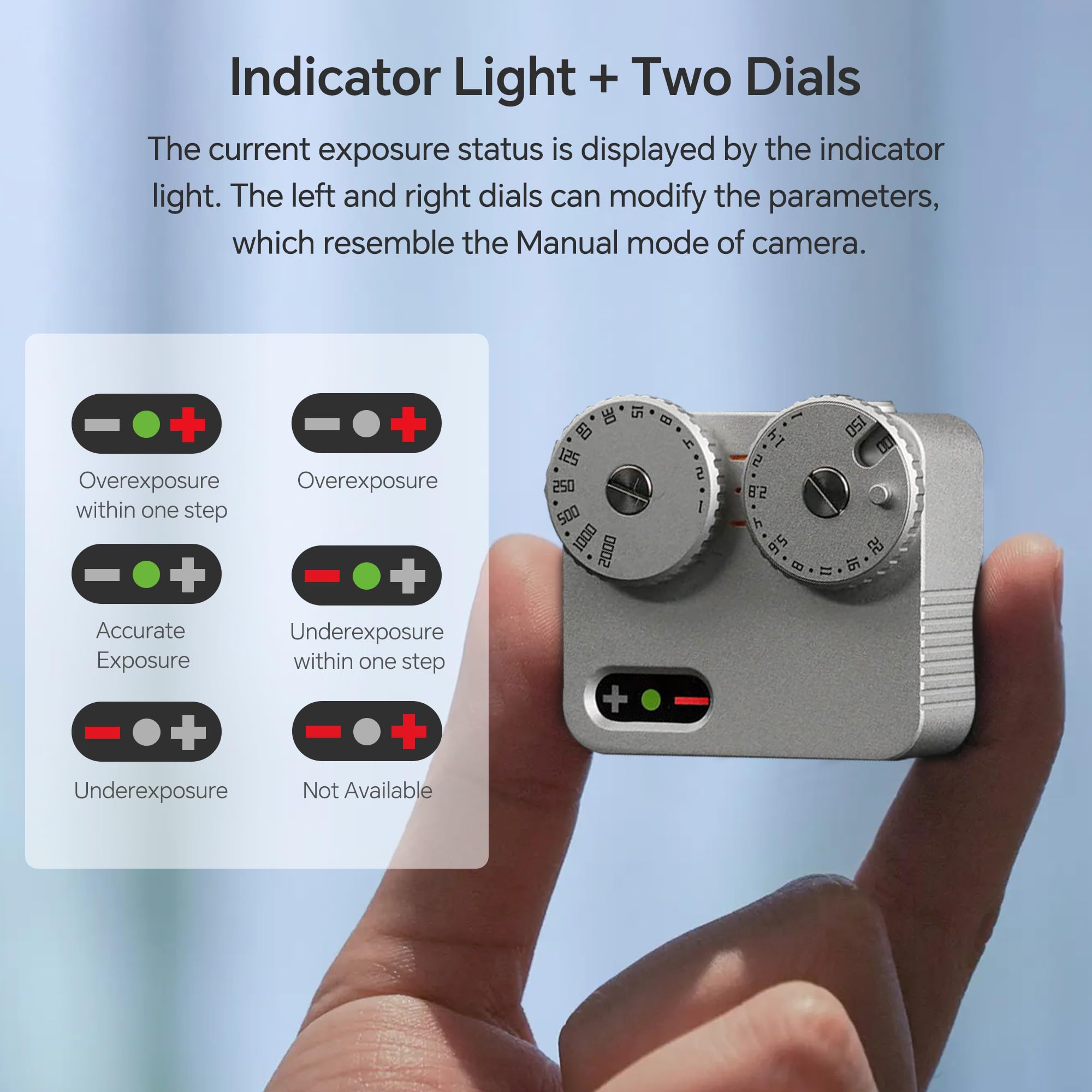 TTArtisan Light Meter II Génération Upgrade Compteur de lumière à Deux Cadrans pour la Photographie avec Monture à Sabot Froid Compatible avec Divers appareils Photo (Aluminium Argent)