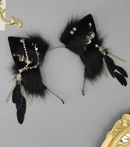 Miniatura 8 de Orejas de animales Cosplay Diadema hecha a mano de felpa sintética gato zorro lobo perro orejas