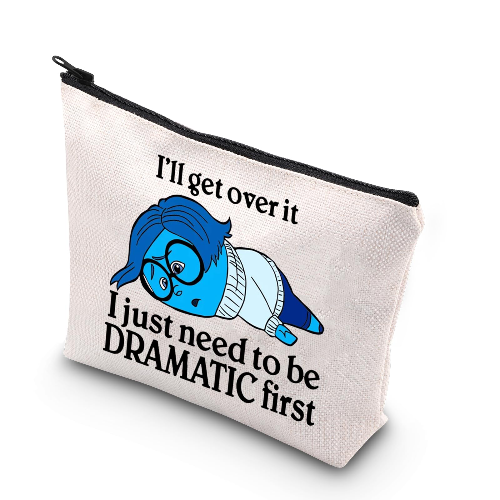 TSOTMO Current Mood Gift Sad Face I'll Get Over It I Just Need To Be Dramatic First Cosmetic Bag Cartoon Emotion Gift (Dramatic bag)