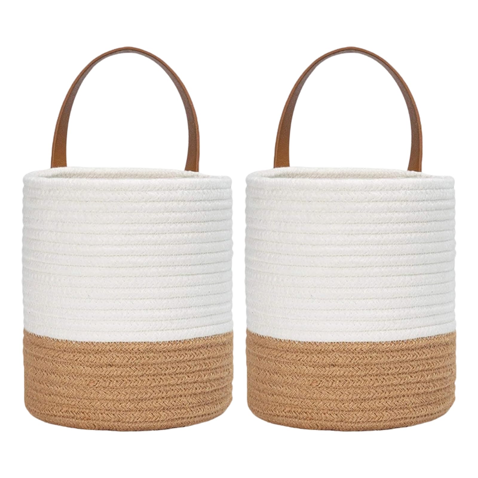 Piceioep Hanging Basket for Flower Container and Indoor Floor Planter Decorative Round Woven Plant Container Basket Planter Cover Small Hanging Plant
