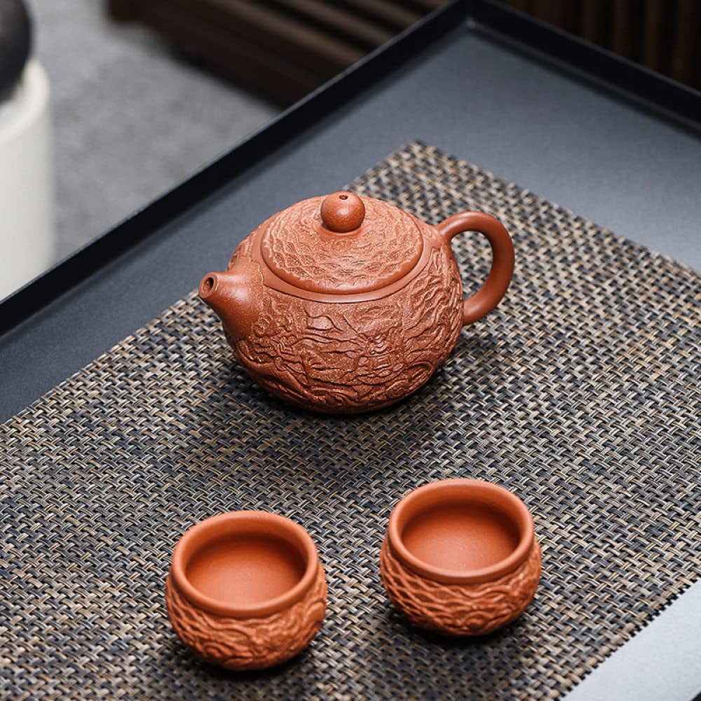 Ceramiczny zestaw do herbaty - chiński zestaw do herbaty Yixing Zisha z fioletową chmurą i motywem smoka, dzbanek do herbaty Xishi z filiżankami i pudełkiem dla taty, dziadka i męża, miłośników herb