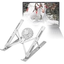 BoxWave Stand and Mount Compatible with Dell Alienware 18 Area-51 - QuickSwitch Stand with Cooling Fan, Portable, Multi Angle Viewing Ventilator - Metallic Silver