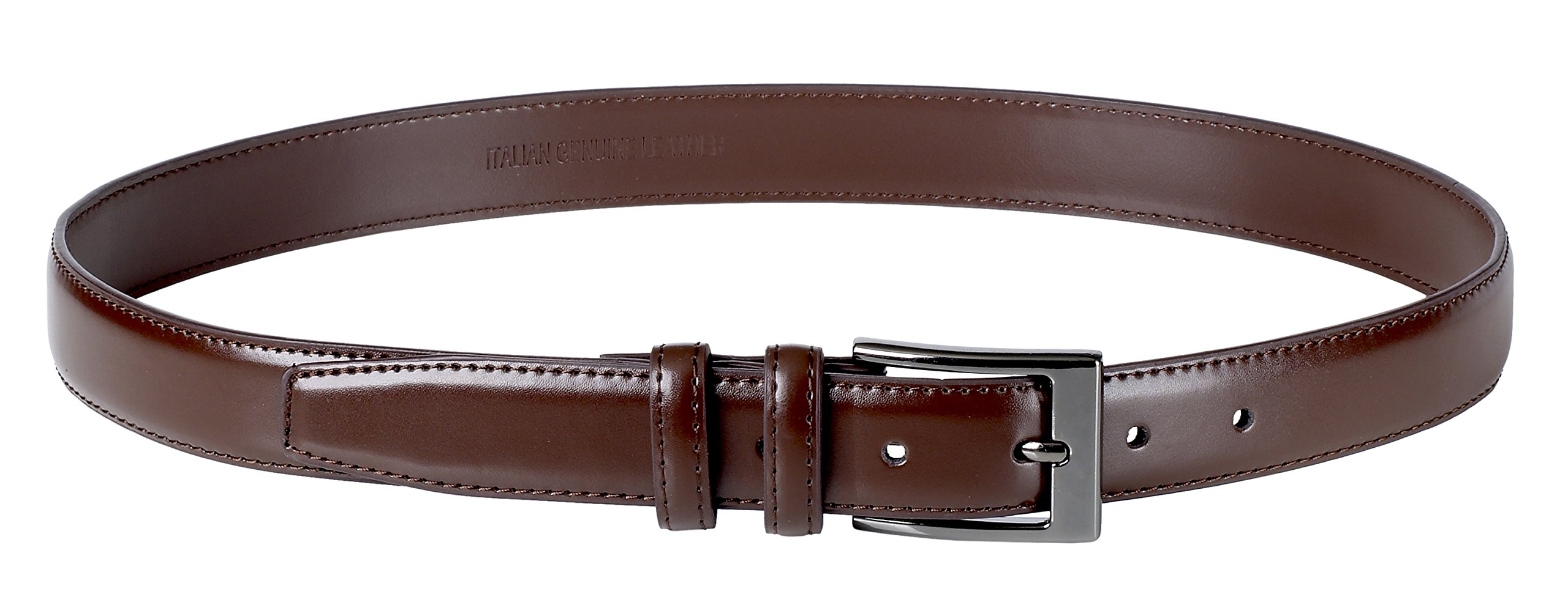 Sportoli Men's Classic Stitched Genuine Leather Uniform Dress Buckle Belt - Brown - Size 52 (Waist 50)