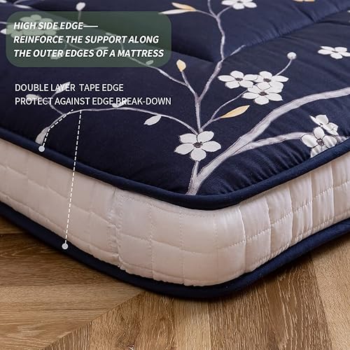 Miniatura 178 de MAXYOYO Colchón tipo futón con estampado floral, acolchado japonés, extra grueso, plegable, transpirable, tumbona para el suelo, cama de invitados