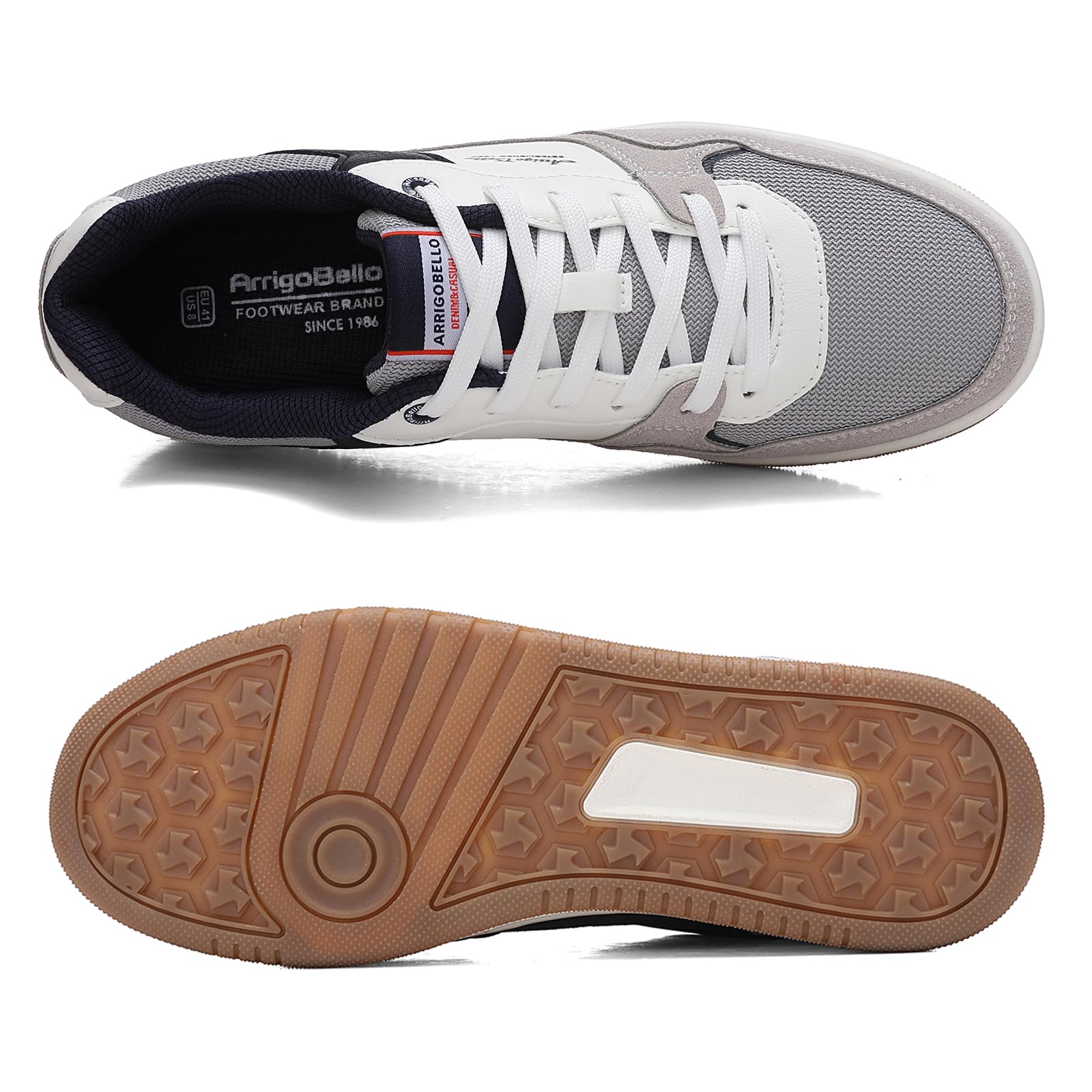 ARRIGOBELLO Freizeitschuhe Herren Schuhe Kunstleder Sneaker Bequem Sportschuhe Reißverschlüsse Walkingschuhe Leichtgewicht Arbeitsschuhe EU41-46