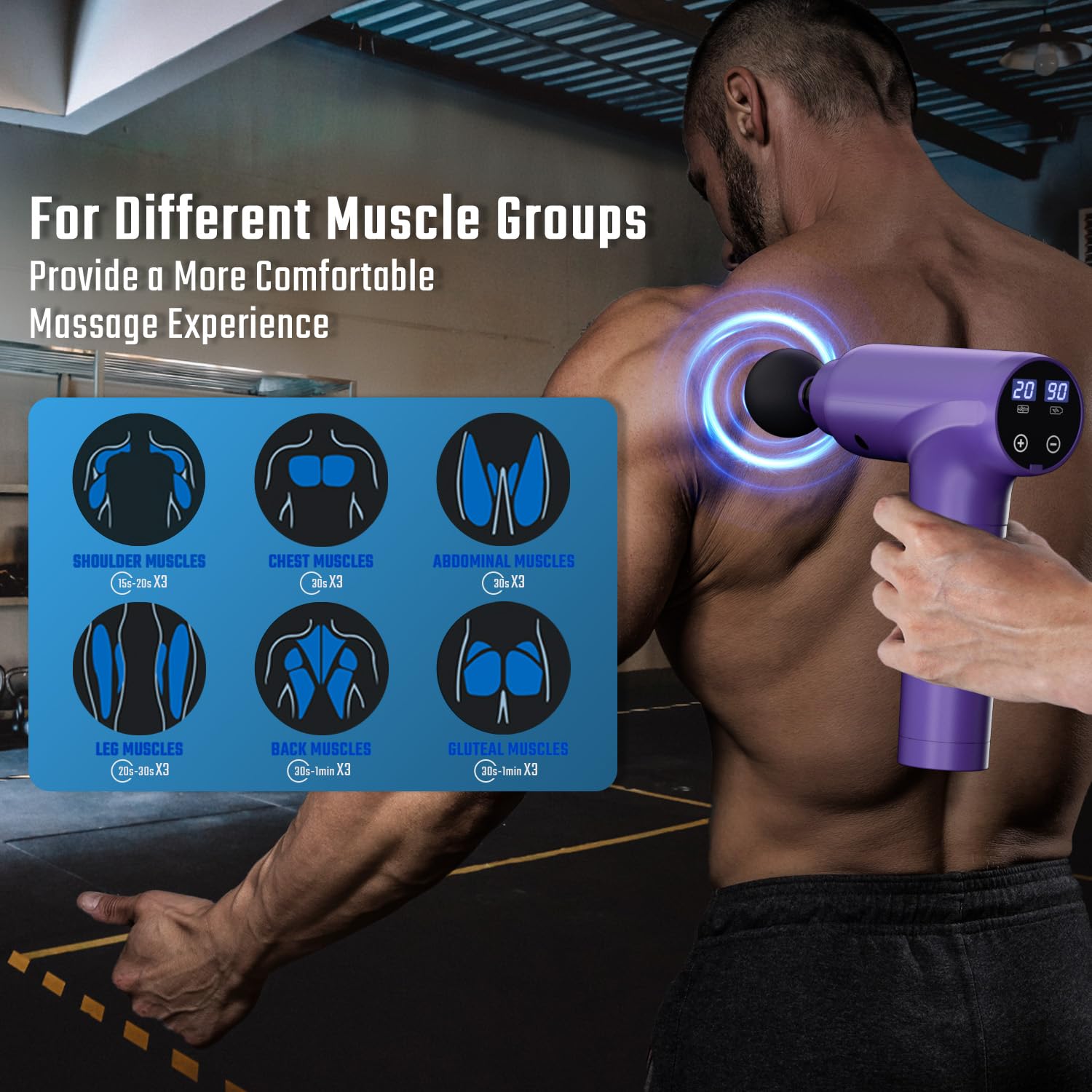 cotsoco Massage Gun Deep Tissue, Muscle Massage Gun with 9 Attachment Heads 20 Speeds & Silent Brushless Motor for Pain Relief, Handheld Percussion Back Massager Gun,Gift for Mom/Dad view 5