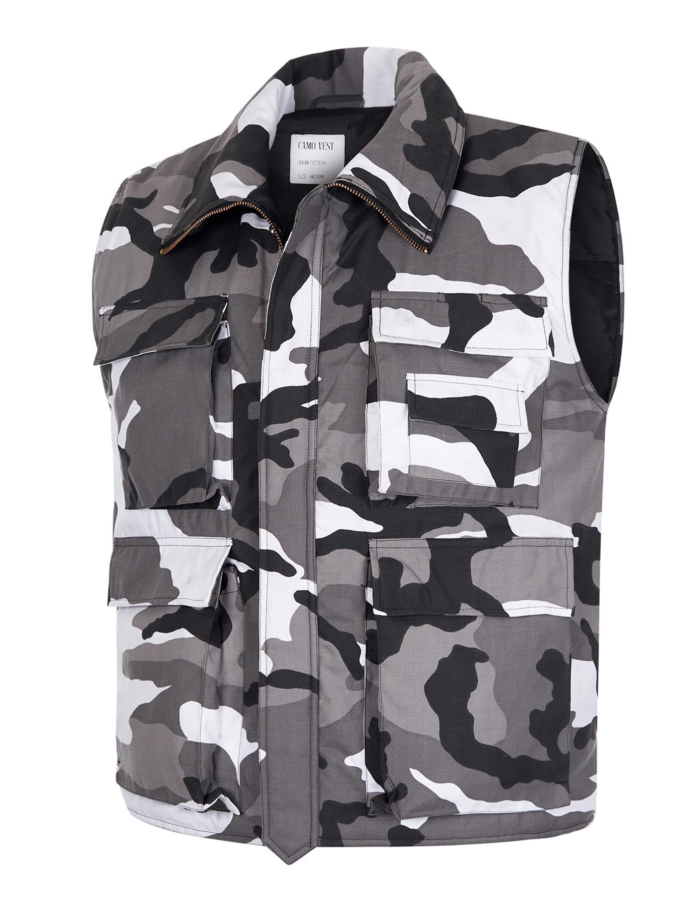 Vintika Unisex Urban Camo Men’s Padded Body Warmer Military Combat Vest - Multi Pocket Camo Army Gilet Hiking Waistcoat - Xl