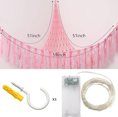 Miniatura 2 de Svepndic Hamaca de juguete rosa de 63 x 63 x 54 pulgadas, organizador de almacenamiento de animales de peluche, soporte de felpa para guardería,