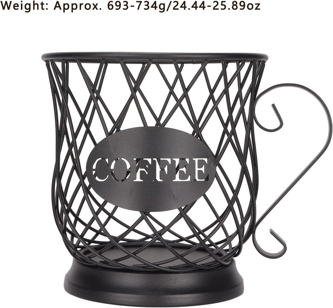 Coffee Pod Holder, K Cup Holders for Counter, Coffee Capsule Storage Basket, Black Iron, 25-30 Pod Capacity