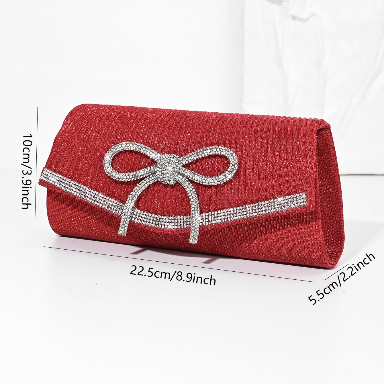 Trisapu Bow Evening Bag Sparkly Clutch Purses for Women Wedding Glitter Rhinestone Party Prom Purse Dressy Clutch Bags | Bow, Sparkly, Wedding, Glitter, Rhinestone, Party