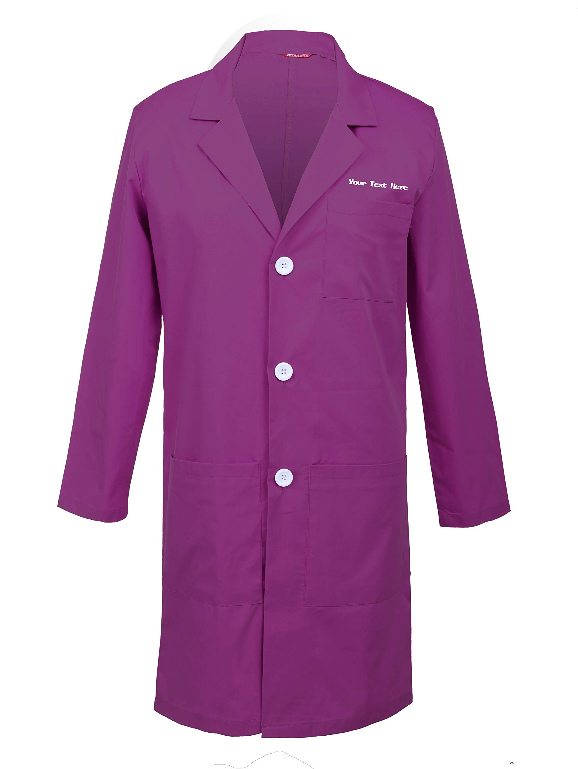 Tailor's Men's Eggplant Personalized Customizable Embroidered Lab Coat