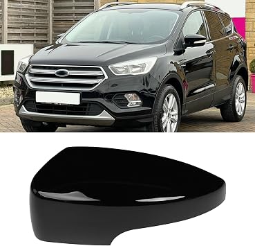 Fit 2012-2018 Ford Focus RS ST MK3 Kuga Escape EcoSport Mirror Cover | Left Driver Side Mirror Cap for C-Max S-Max With Turn Signal, Glossy Black