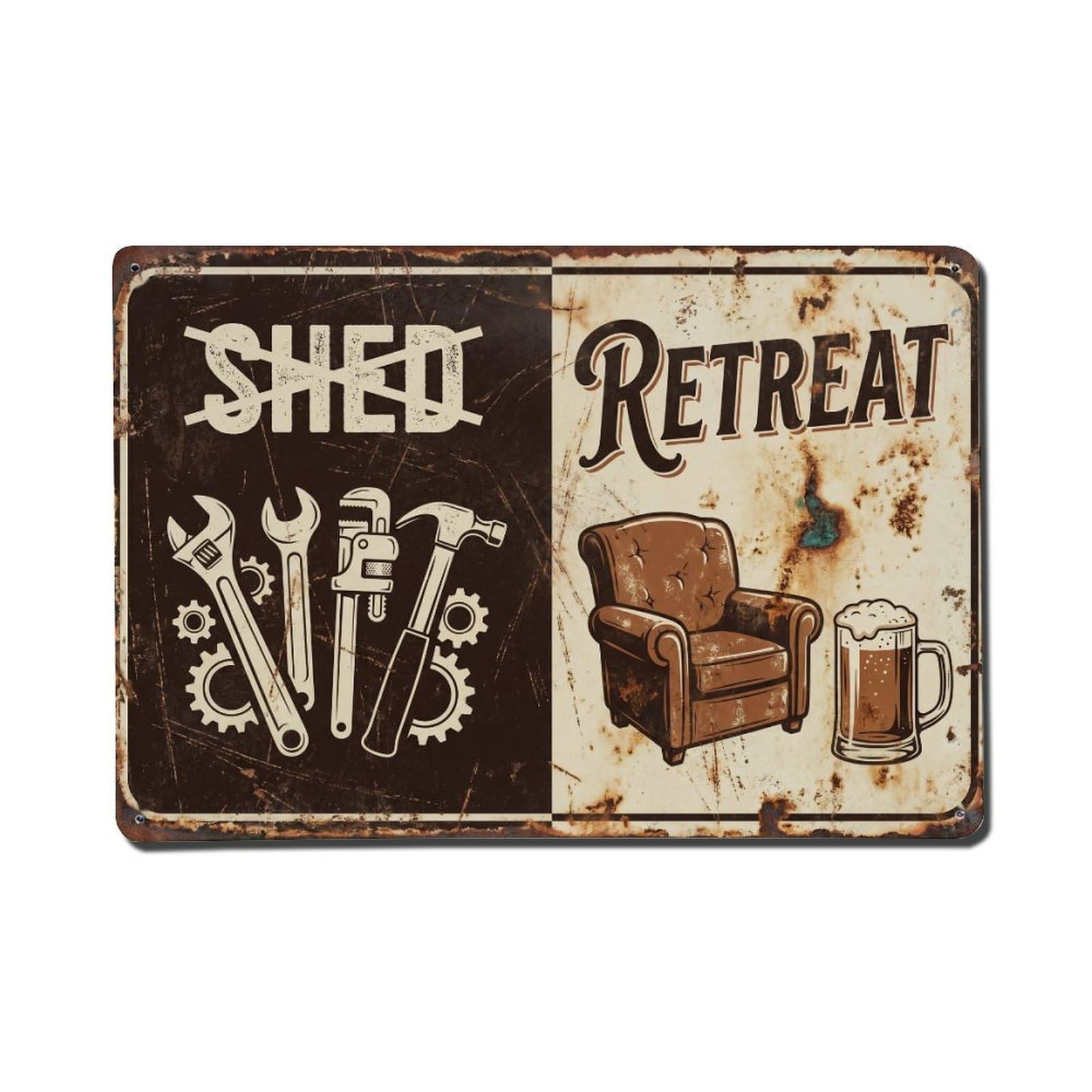 Allotment Not A Shed Retreat Distressed Outdoor Life Metal Tin Sign Plaque Wall Decor for Cafe, Man Cave, Club Bar, Office, Home Garden Round Metal Poster 8x12Inch