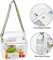 Vista 34 de Bolsa transparente aprobada para estadios, bandolera transparente con correa ajustable para conciertos, eventos deportivos Negro