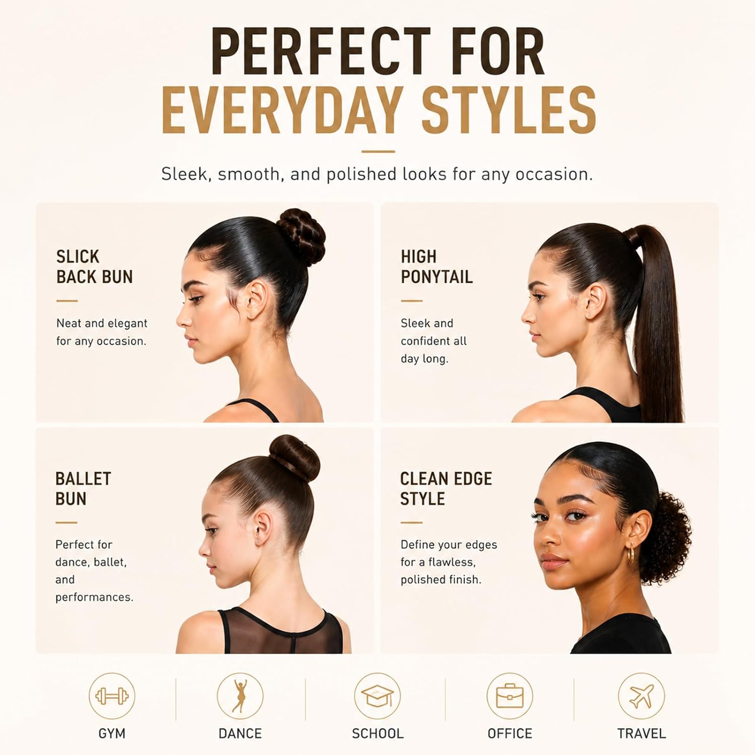 SPRINGSUGAR Hair Wax Stick & Slick Back Hair Brush Set, Flyaway Hair Finishing Stick for Women, Strong Hold Non-Greasy Hair Styling Wax for Sleek Bun, Ponytail & Edge Control