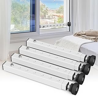 WooFog（Short）Window Security Bar Adjustable, Window Bars Security Inside, Window Lock Bar for Horizontal Sliding