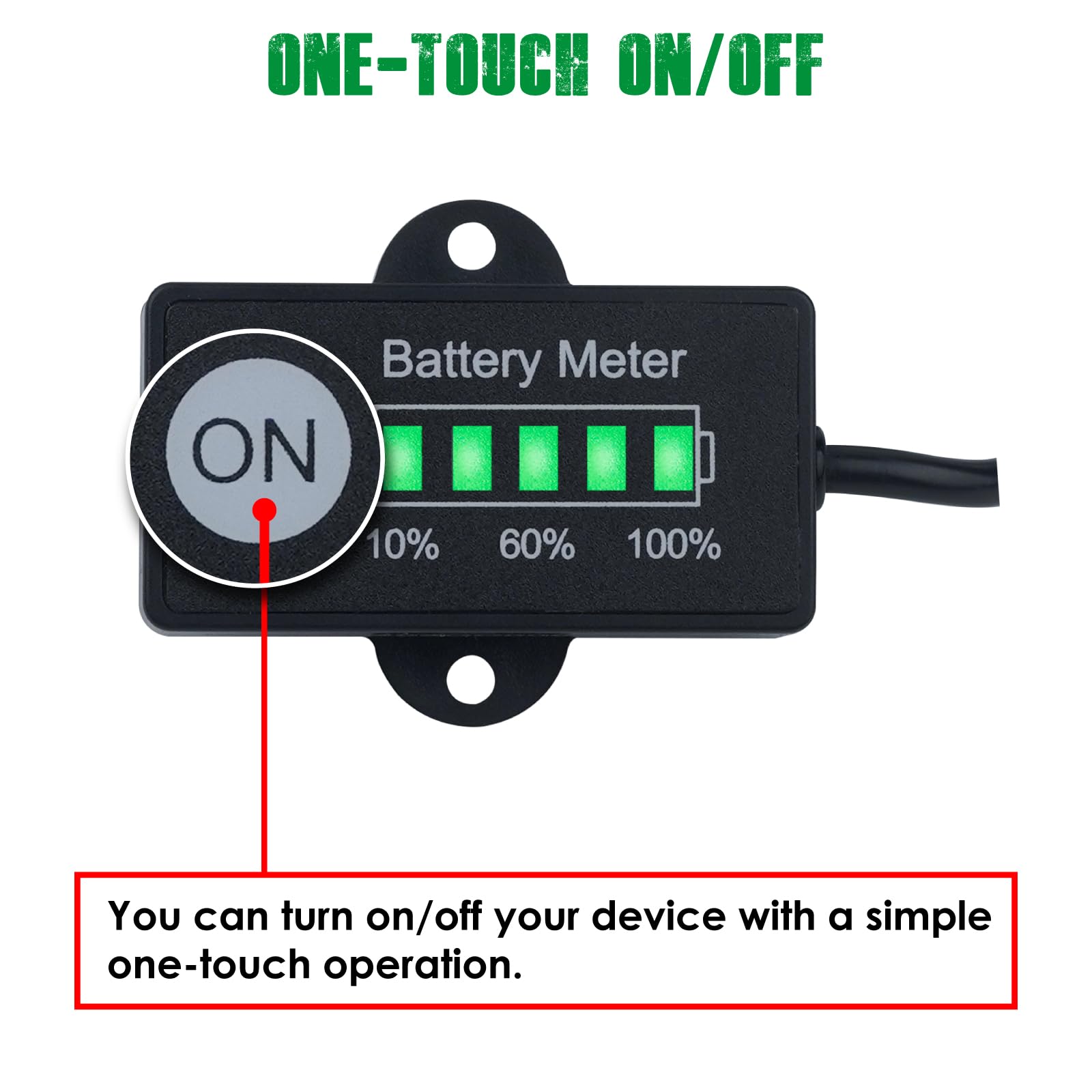 Yooreal 12V/24V Misuratore di capacità e indicatore del livello di carburante della batteria impermeabile IP65 per piombo-acido batteria alimentata Golf Car Travel Trailer Carrelli