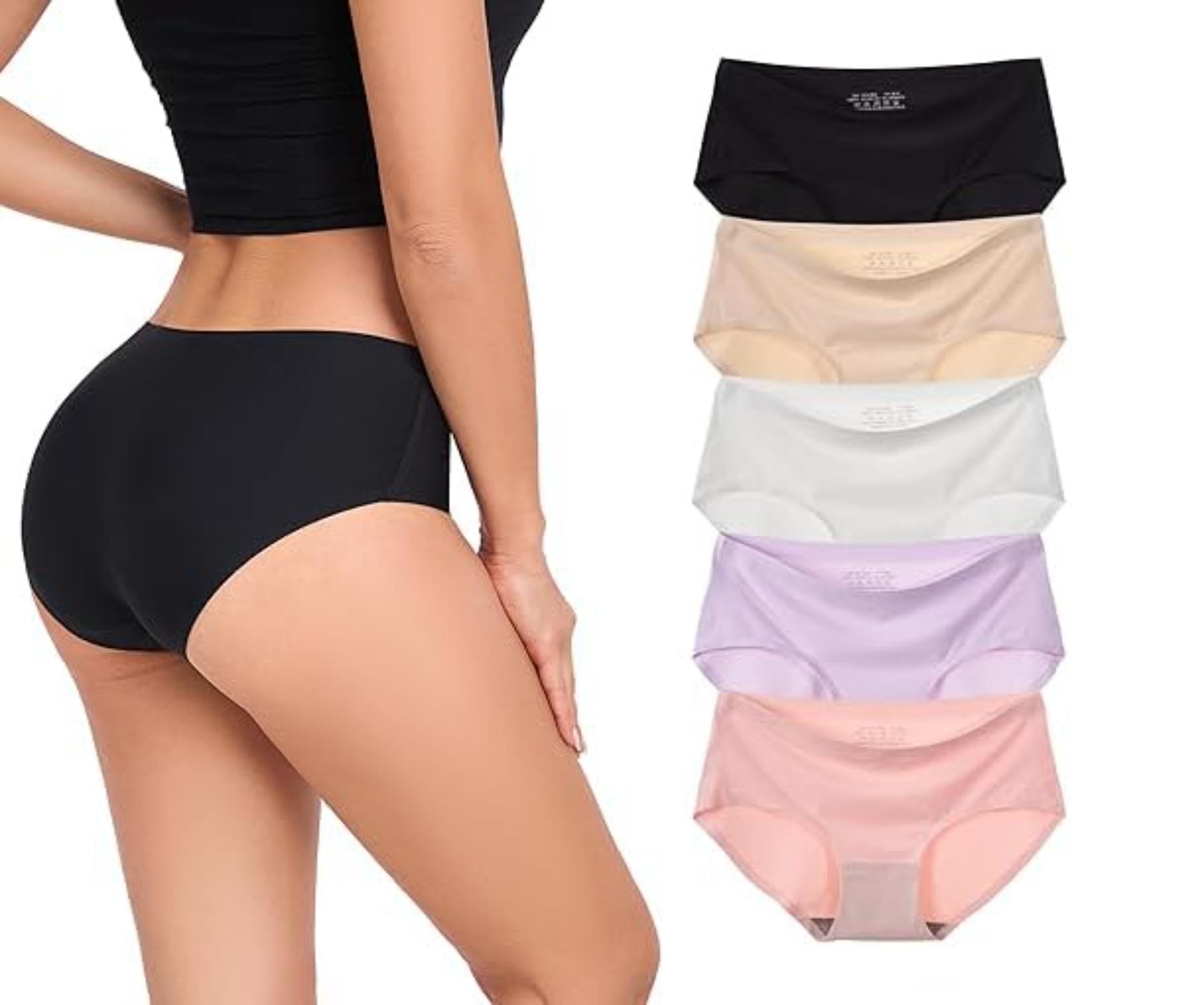 hk47 Womens and Girls Ice Silk Seamless Hipster Panty - Mid-Rise No-Invisible Innerwear - Smooth Stretch Daily Use Panties (Any 2 Multicolor) (PO-2)-picture-37
