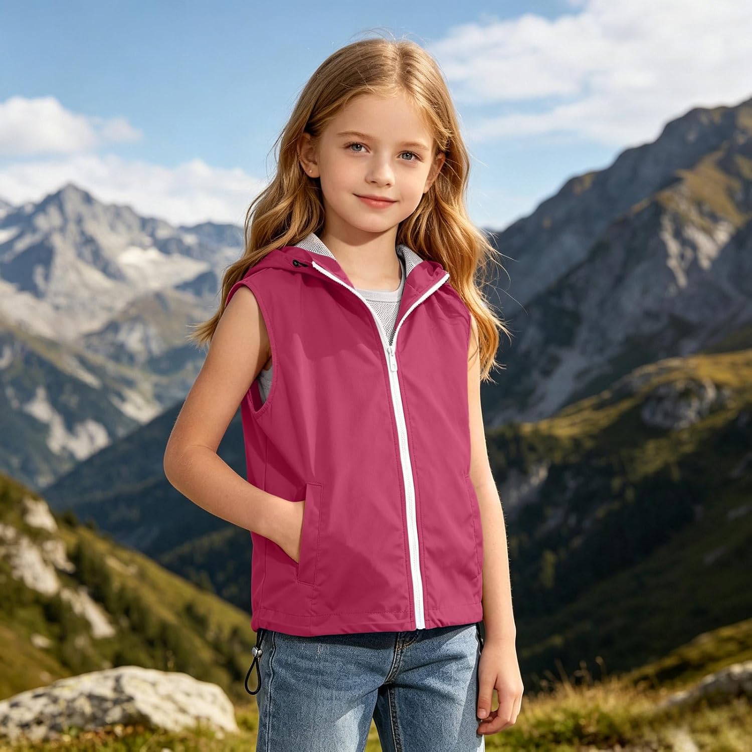 Kids Waterproof Hooded Rain Jacket Outdoor Windbreaker | Boys Rain Jacket Kids Lightweight Rain Jackets Waterproof Hooded Windbreaker Sleeveless Zip Up Outdoor Coats for Boys Girls