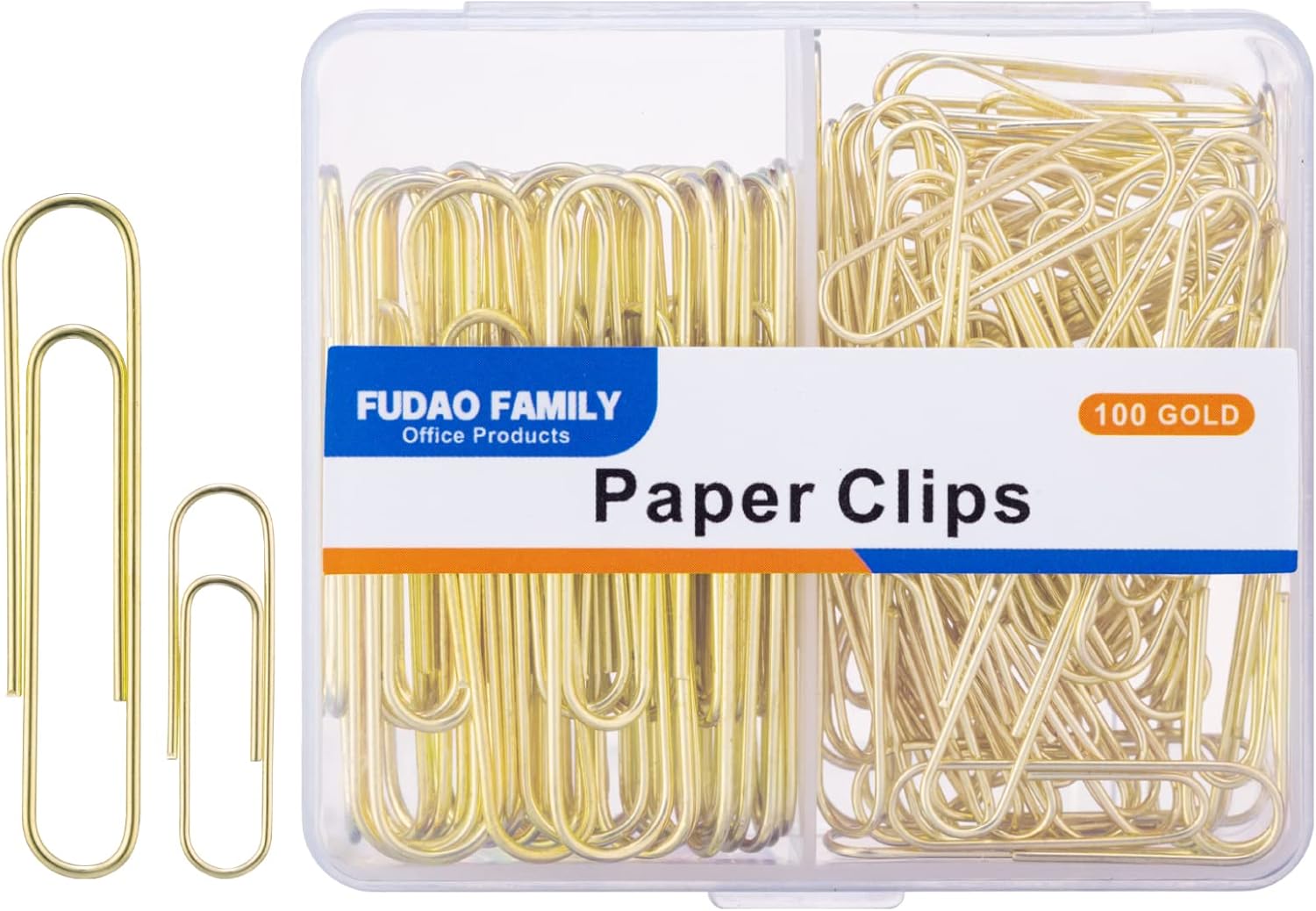 FUDAO FAMILY Gold Paper Clips Assorted Sizes, Large Paper Clips, Small Paper Clips, Paper Clip
