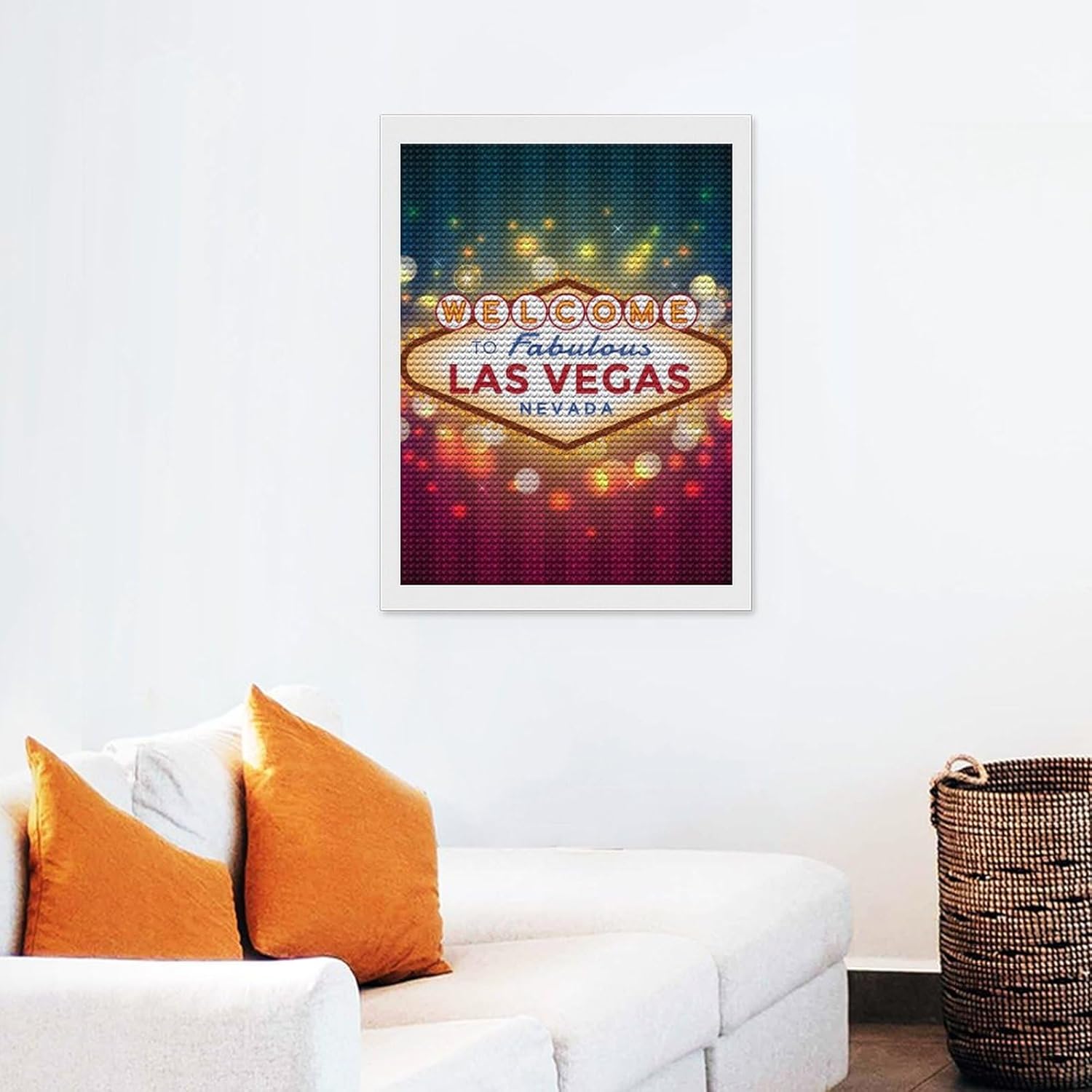 Welcome Las Vegas Diamond 5D Painting Full Round Drill Art Picture DIY Home Wall Decor for Beginners Adults