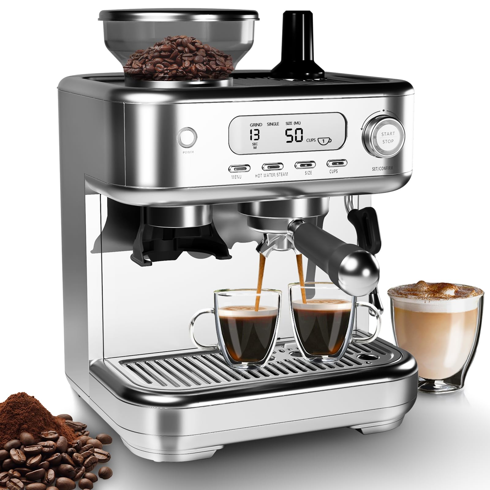 Amazon.com: Espresso Machine 15 Bar, LCD Display Espresso Maker