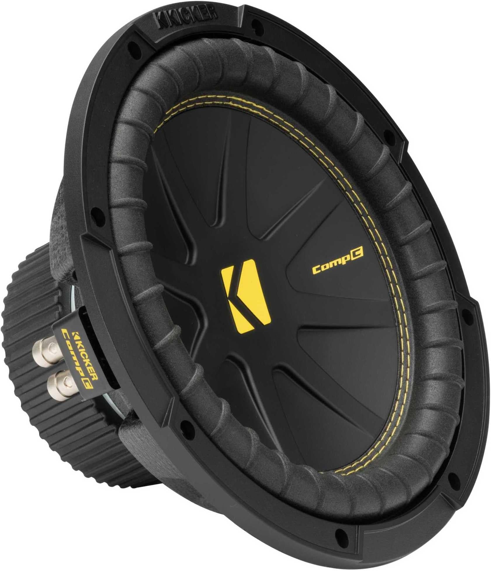 KICKER CompC 10"(25cm) Subwoofer|50CWCD104|DVC 4-ohm|500 Watts Peak|250 Watts RMS|Forced-Air Cooling|Increased Excursion|Car,Truck, SUV, UTV
