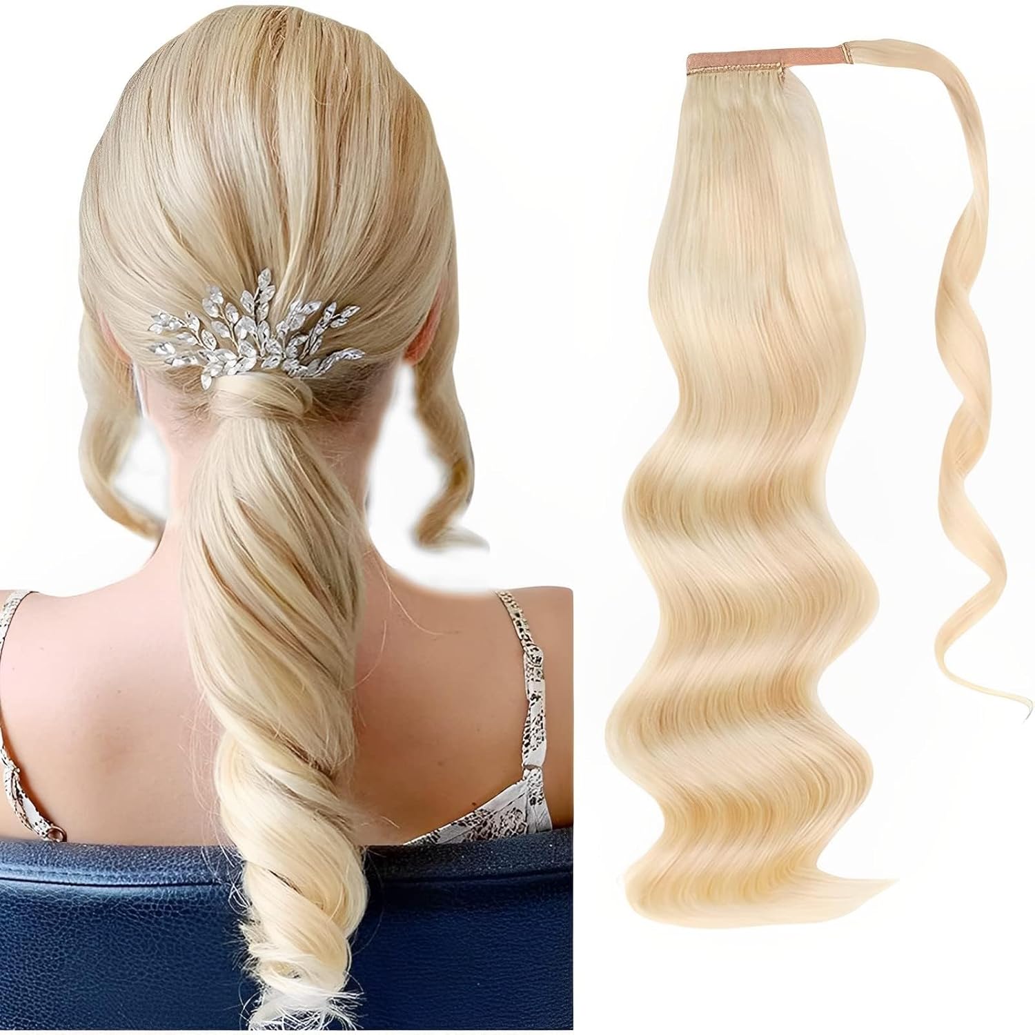 ABH AMAZINGBEAUTY HAIR Remy Human Hair Extensions Ponytail for fashion Women, Wrap in Easy to Use, 80 Gram, Dark Brown 2 Color, 16 Inch