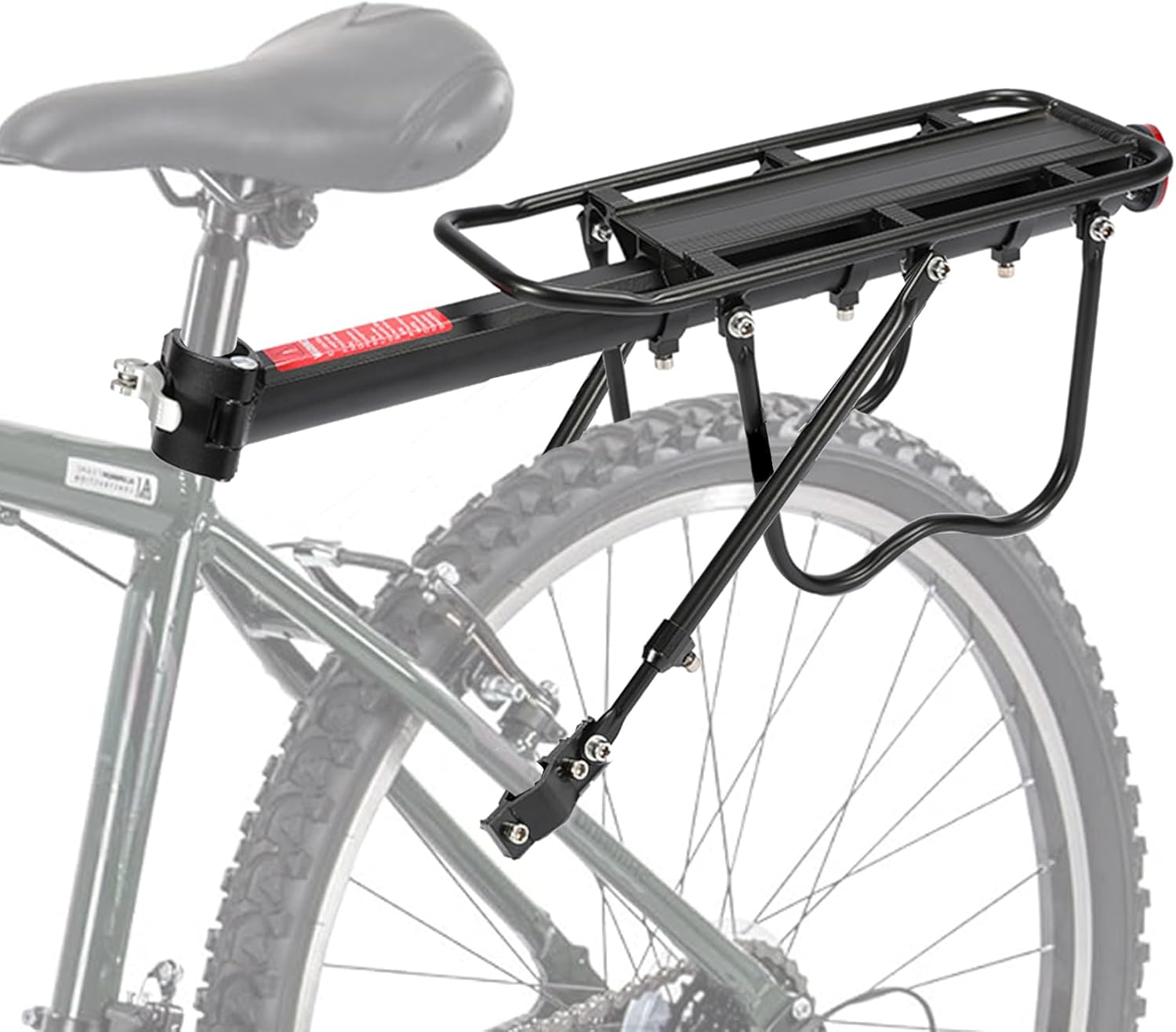 Portaequipajes trasero para la parte trasera, soporte de carga para bicicleta, 110 libras de gran capacidad, soporte ajustable para bicicletas de