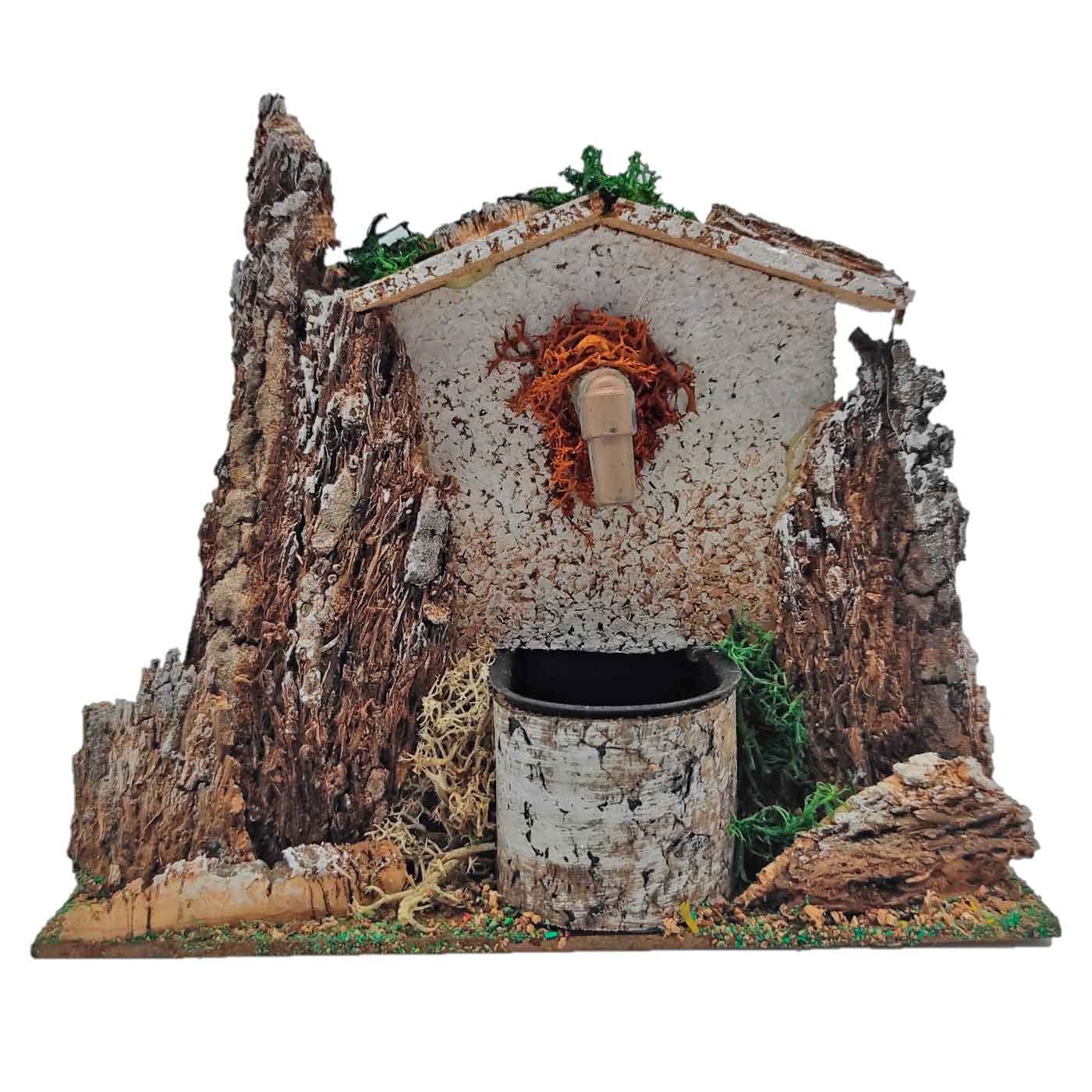 Acan Tradineur - Fuente eléctrica para belén 13 x 15,3 x 8,7 cm, 2,5W, Fuente rústica con Agua para Portal, Nacimiento, Figura Decorativa Navidad, Modelo Aleatorio