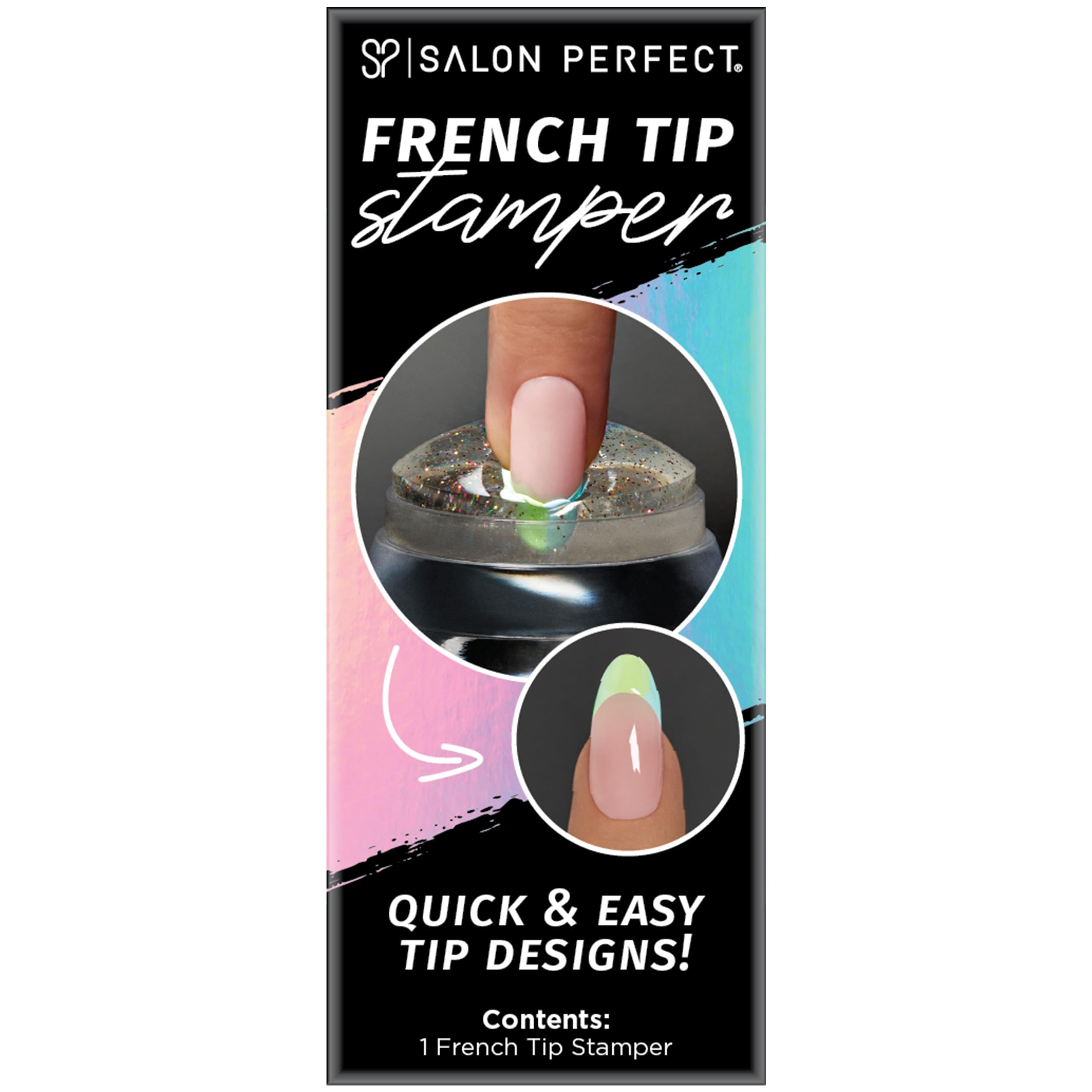 Salon Perfect French Tip Nail Stamp for Quick & Easy Nail Art, DIY Manicure Kit Nail Stamper for Perfect French Tips, Nail Design Tool, 1-Pack