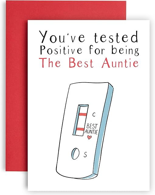 Huxters Auntie Birthday Card Happy Birthday Card for Auntie - Humorous Card for her  Gifts for women - Youve Tested Positive Birthday Card for Best Auntie  A5 (Auntie)